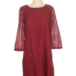 J. Crew Factory Burgundy Crochet Lace Shift Dress